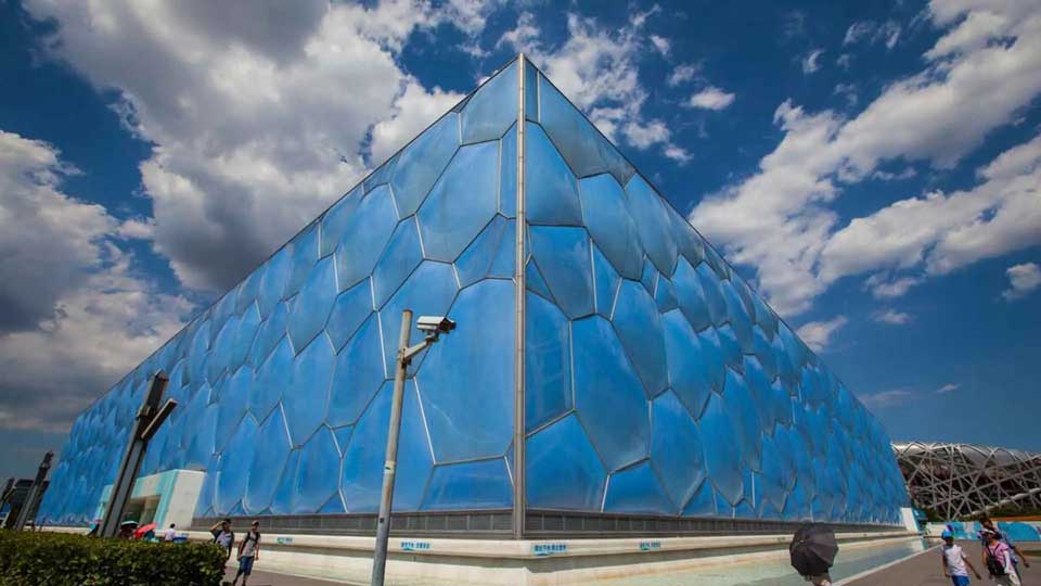 The National Swimming Center, also known as "Water Cube" and "ice cube", is located in the Beijing Olympic Park. It is the main natatorium built by Beijing for the 2008 Summer Olympic Games and one of the landmark buildings of the 2008 Beijing Olympic Games